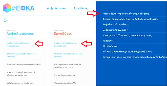 Εικόνα από την ιστοσελίδα του e-ΕΦΚΑ με τα νέα πεδία που προστέθηκαν.